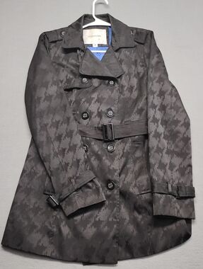 Maurices Black Houndstooth Trench Coat